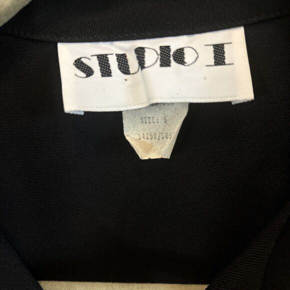 Vintage Studio I Sz 6 Peplum Dress Wiggle Secretary Black Small Black Maxi - Picture 3 of 8